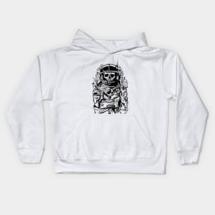 Skeleton Astronaut Lineart Kids Hoodie